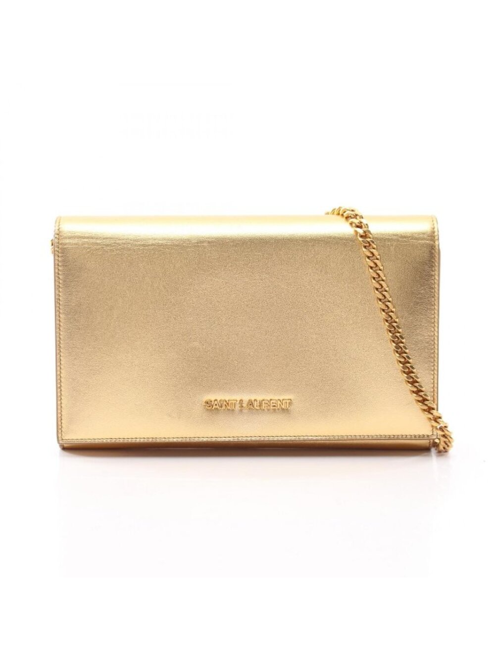 Saint Laurent Paris Shoulder Bag Metallic Gold Leather Chain Wallet